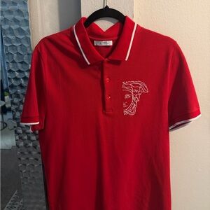 Versace Red Polo Shirt with Contrast Trim